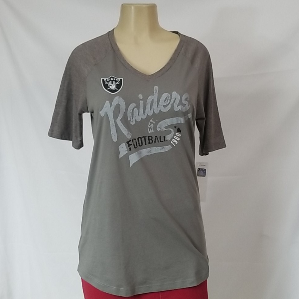 OAKLAND LAS VEGAS RAIDERS WOMENS NFL GREY TSHIRT